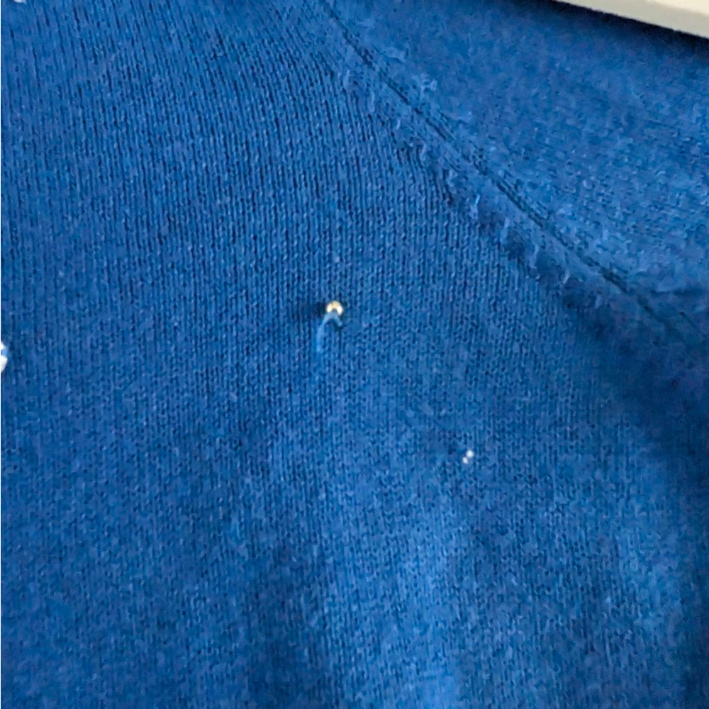 Berek Vintage Blue with Gold Angel Embellishment V-Neck Sweater - Medium - Picture 7 of 10